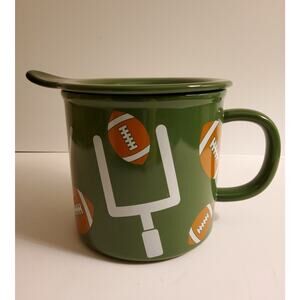 Temp-tations by Tara Football Mug with Lid - 24Oz Stoneware Soup Mug!